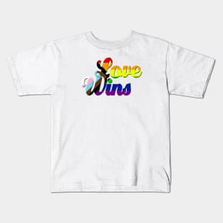 Love Wins Diverse Pride Flag Kids T-Shirt